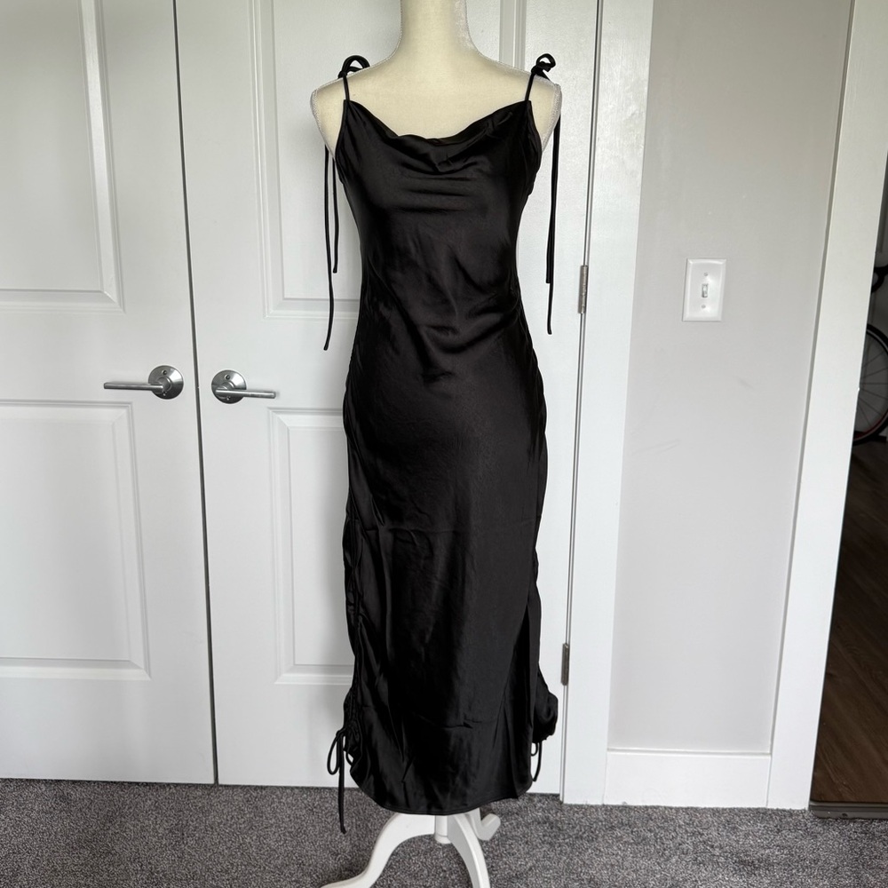 Amylynn Stella Camisole Slip Dress satin drawstring size large black - Picture 5 of 14